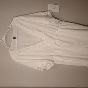 White Lace Trim Dress